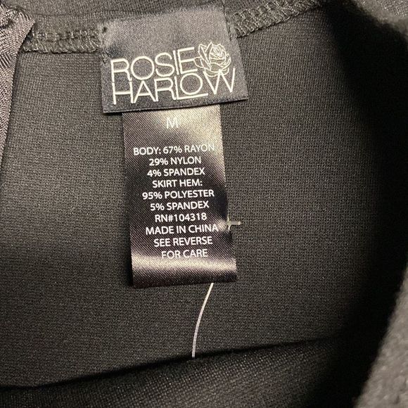 Rosie Harlow Black Knit and Faux Leather Dress NWT - Picture 4 of 6